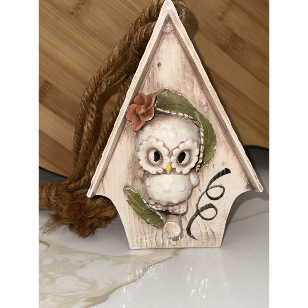 Vintage 1970’s Studio Pottery Whimsical Birdhouse Handpainted With Hanger 7.5x5